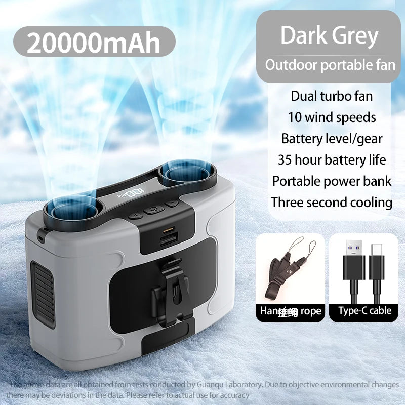 Outdoor Waist Fan with LED & Power Bank