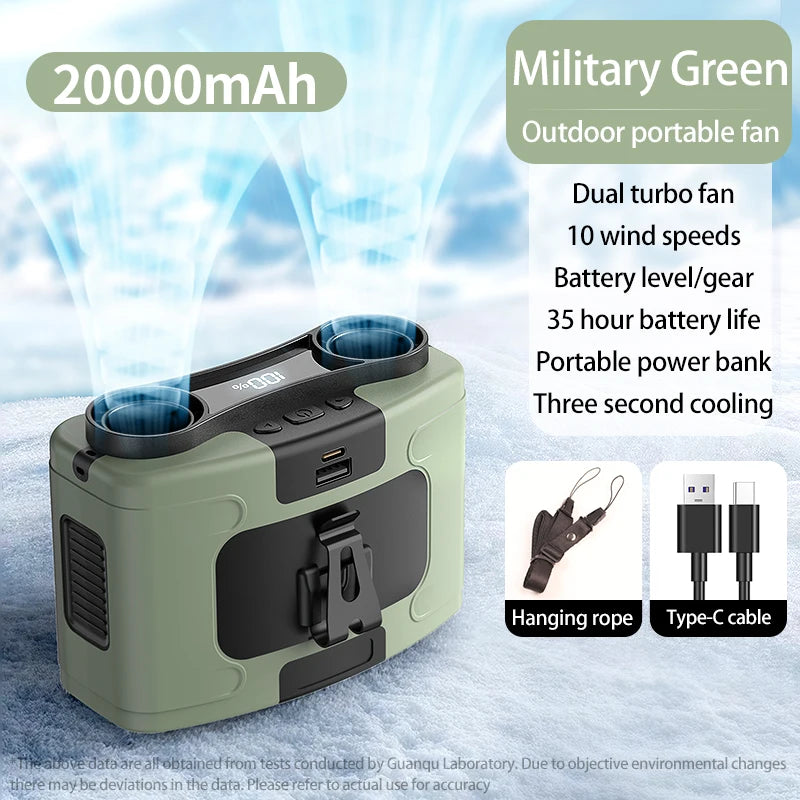 Outdoor Waist Fan with LED & Power Bank