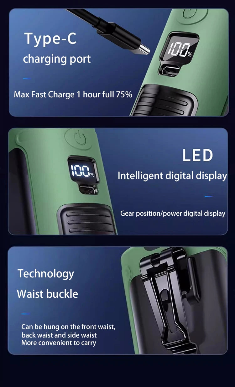 Outdoor Waist Fan with LED & Power Bank