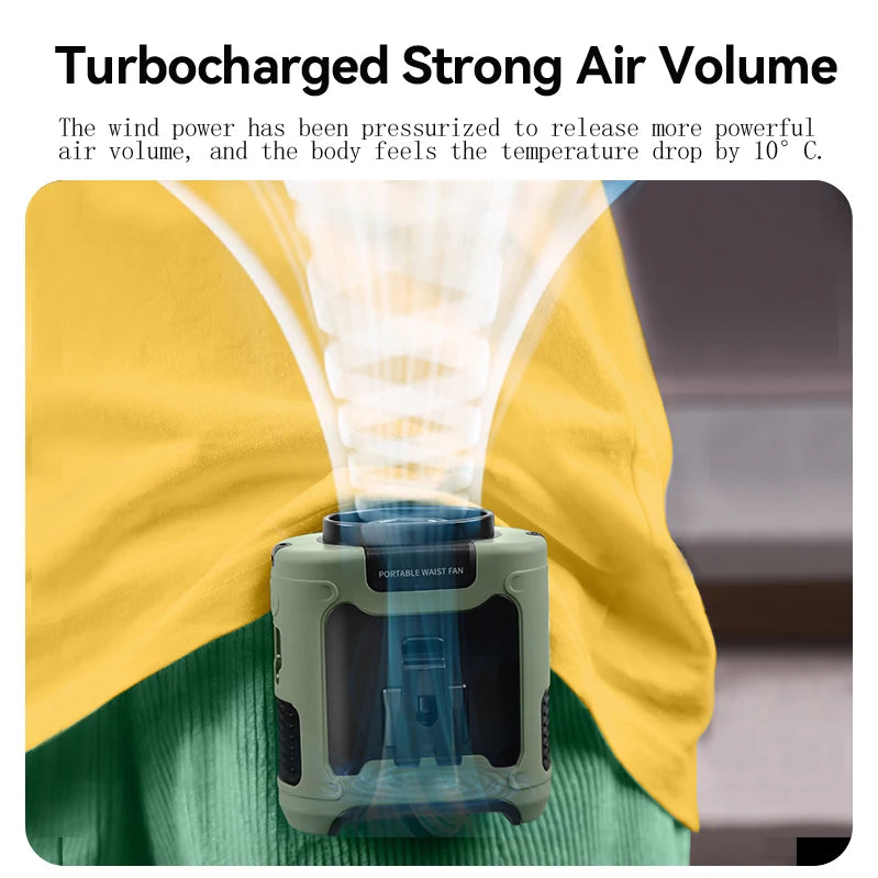 Outdoor Waist Fan with LED & Power Bank