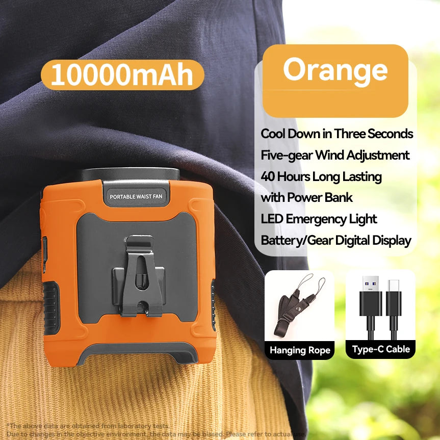 Outdoor Waist Fan with LED & Power Bank