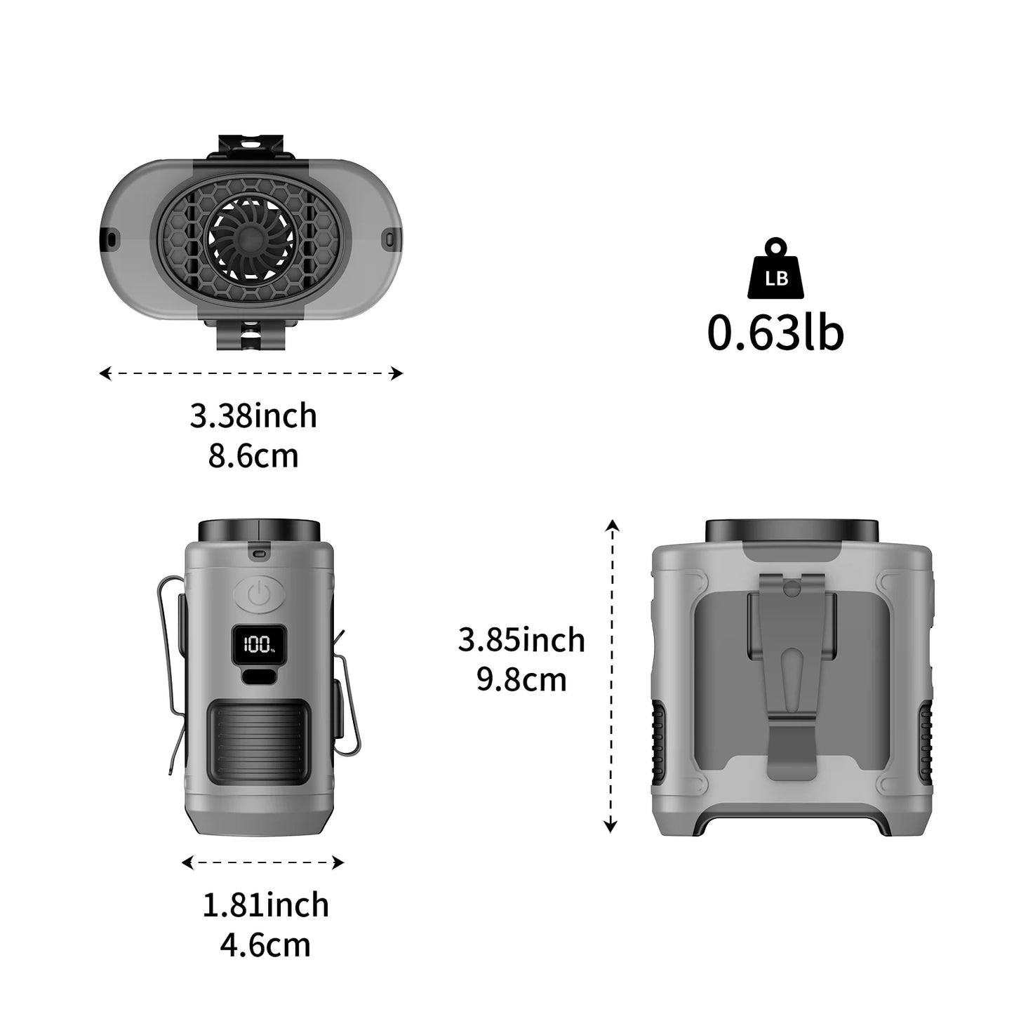 Outdoor Waist Fan with LED & Power Bank
