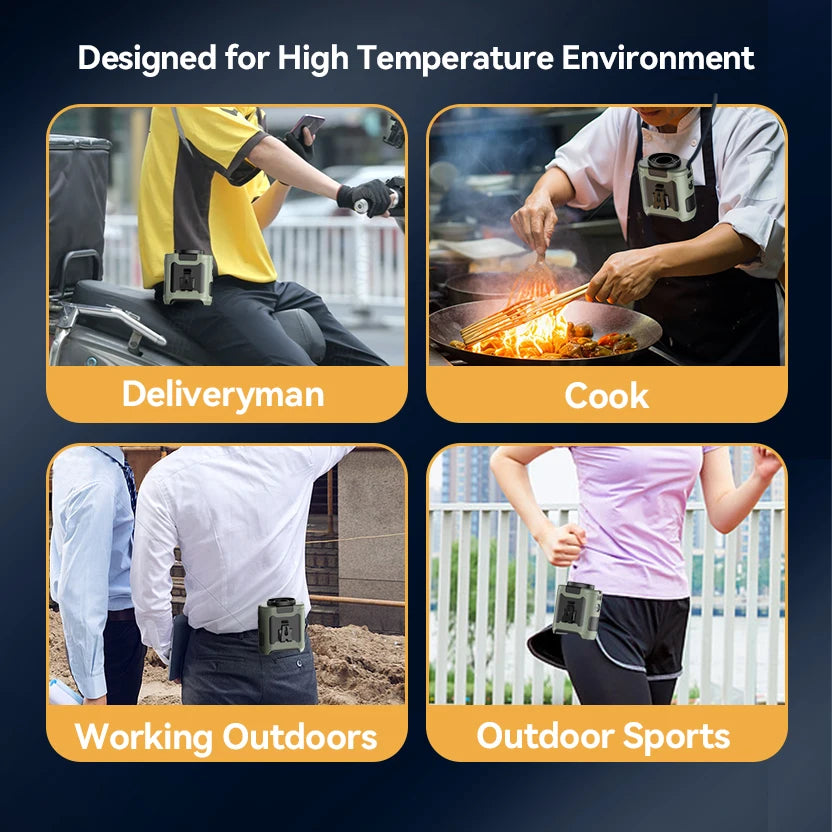 Outdoor Waist Fan with LED & Power Bank