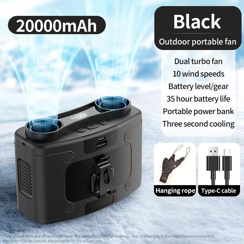 Outdoor Waist Fan with LED & Power Bank