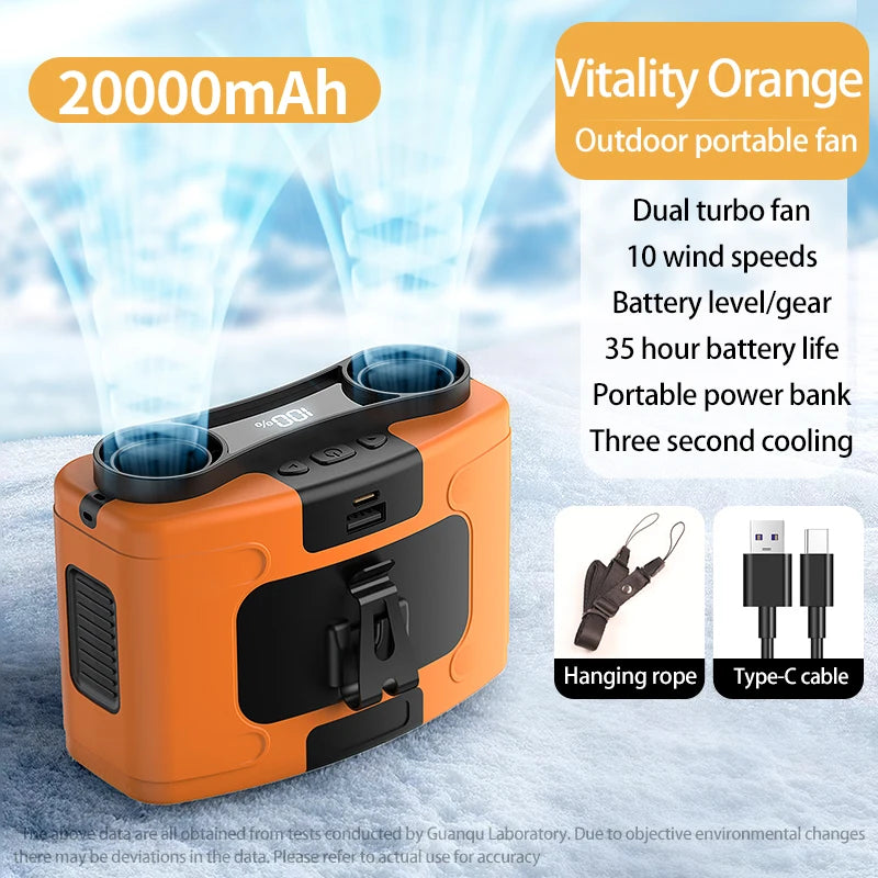 Outdoor Waist Fan with LED & Power Bank