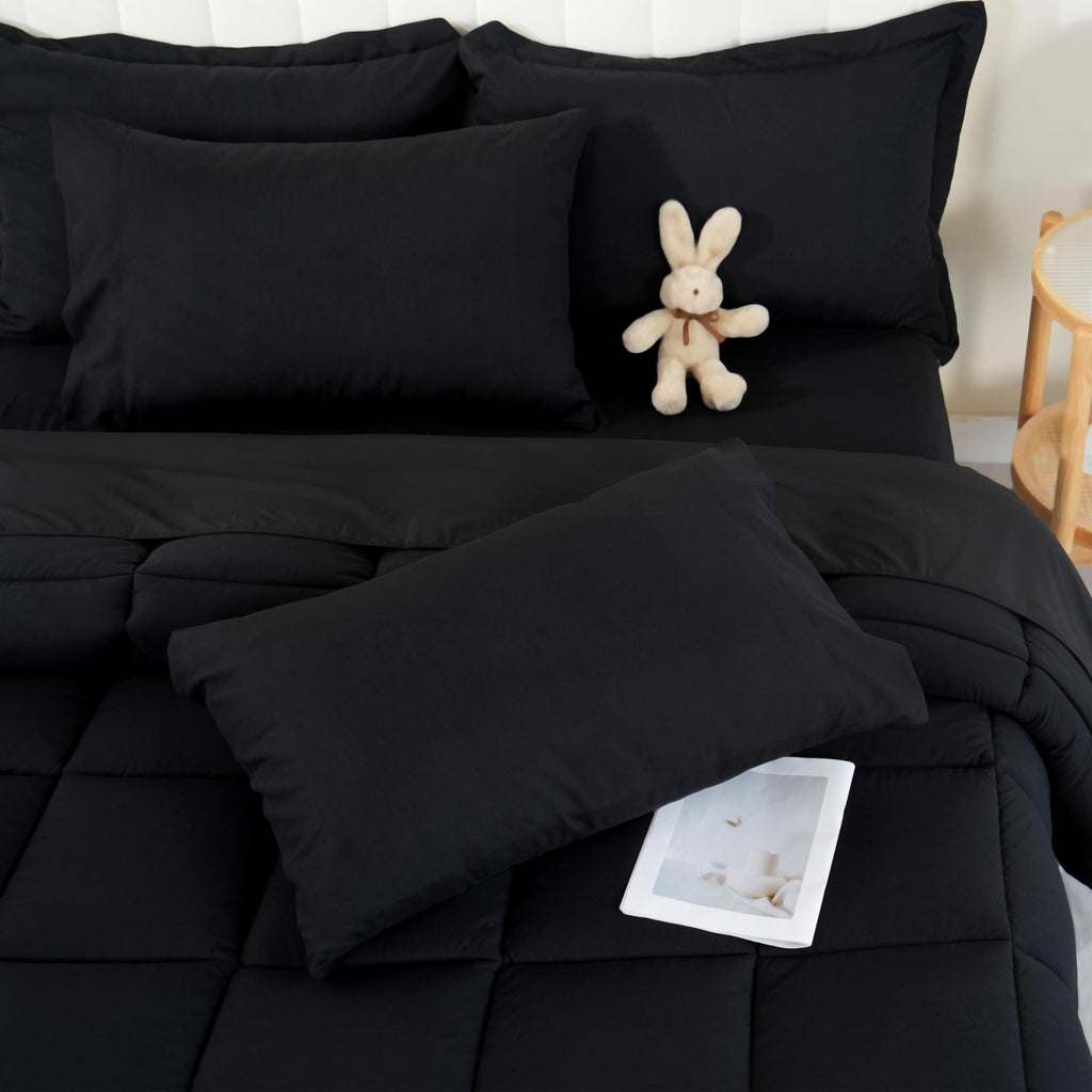 Black Comforter Set – King Size, 7 Pieces