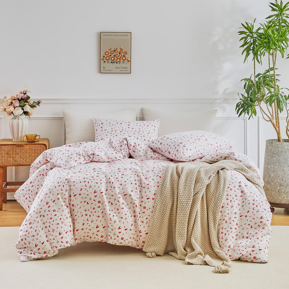 Vintage Pink Floral Comforter Set – King Size, 3 Pieces