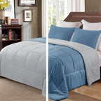 Bluish Grey Reversible Comforter Set – King Size, 3 Pieces