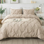 Khaki Pinch Pleat Comforter Set – 3 Pieces
