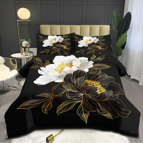 Black & White Floral Comforter Set