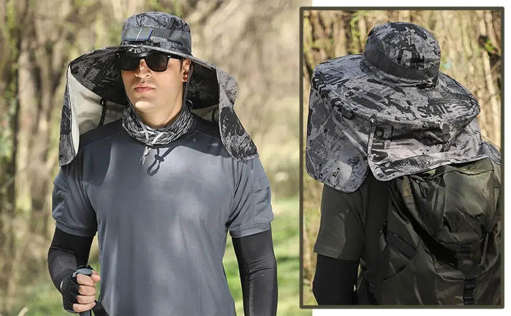 Solar Fan Hat with Neck Flap