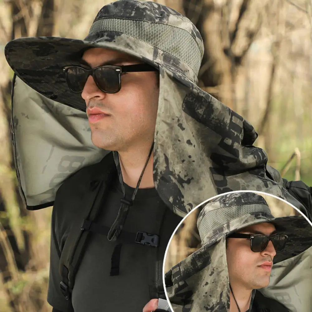 Solar Fan Hat with Neck Flap