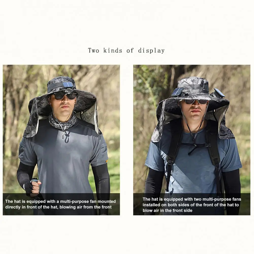 Solar Fan Hat with Neck Flap