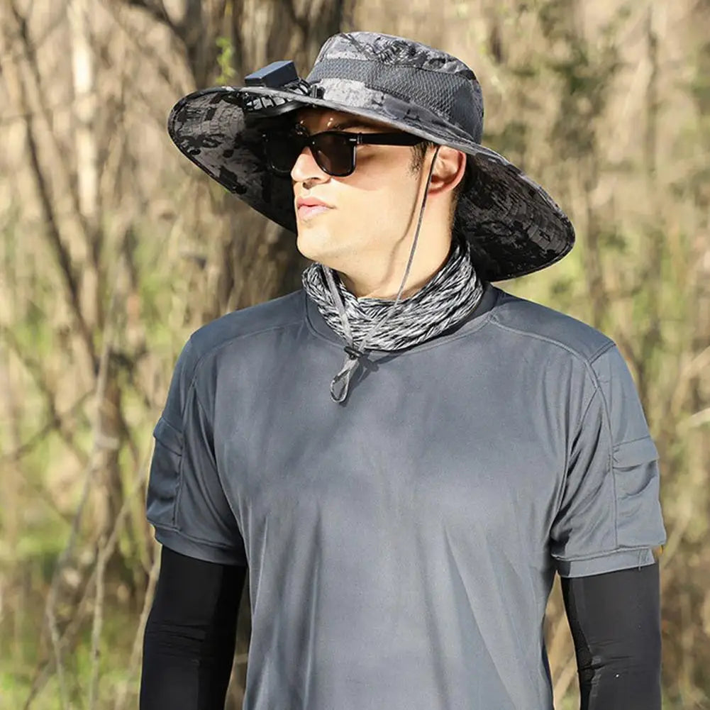 Solar Fan Hat with Neck Flap