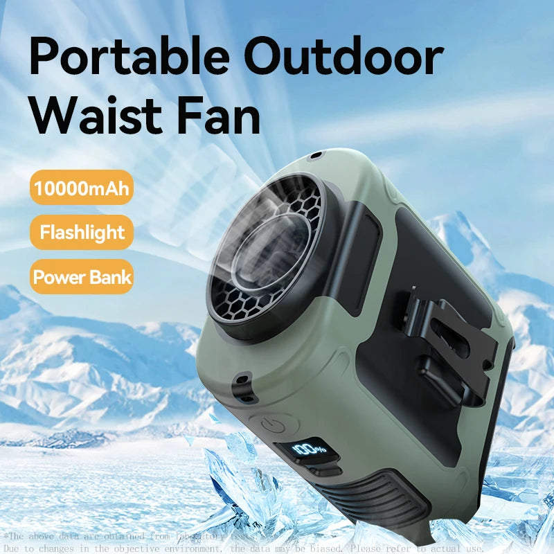 Outdoor Waist Fan with LED & Power Bank