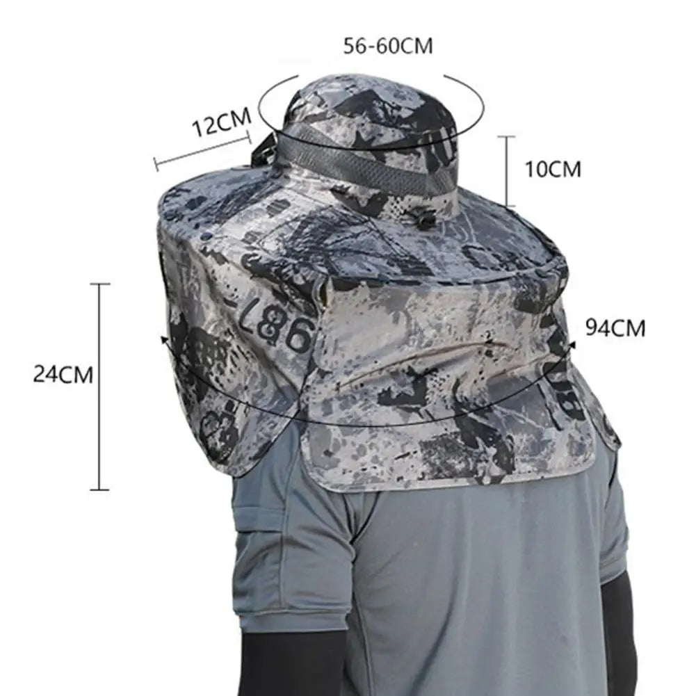Solar Fan Hat with Neck Flap