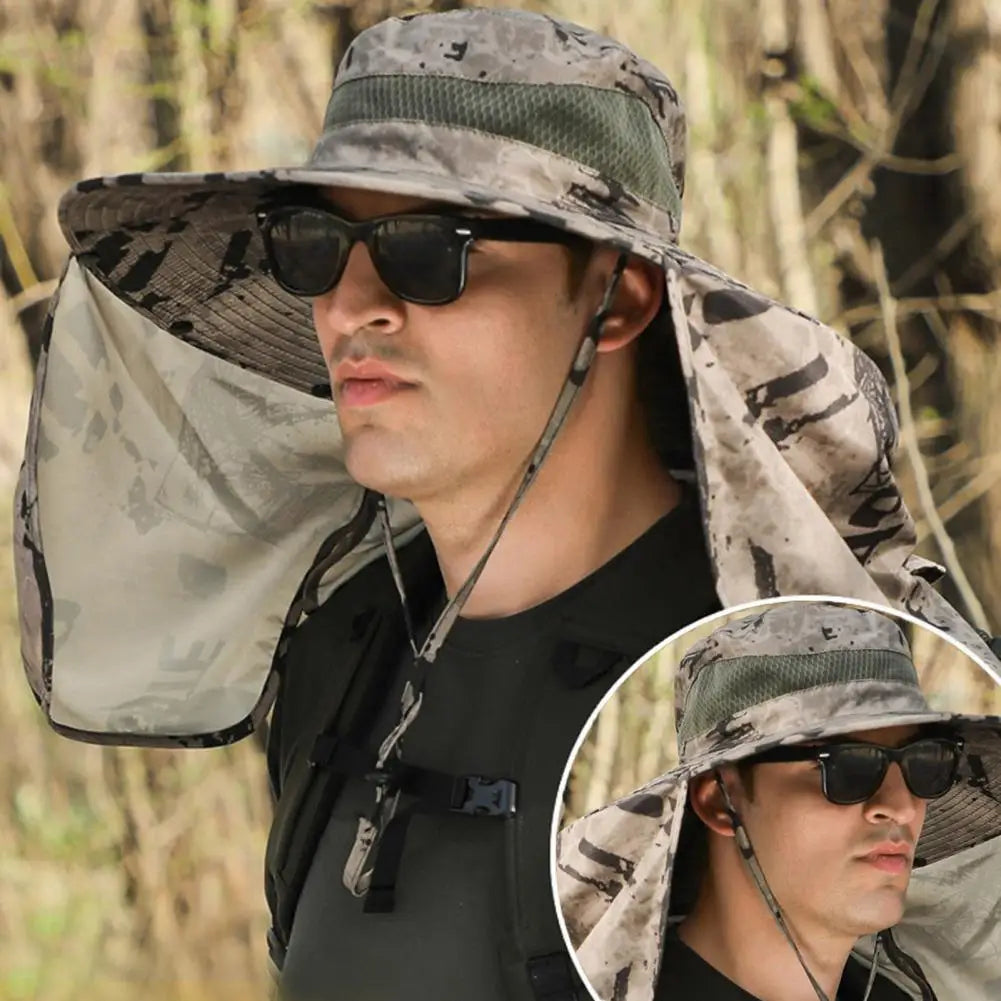 Solar Fan Hat with Neck Flap