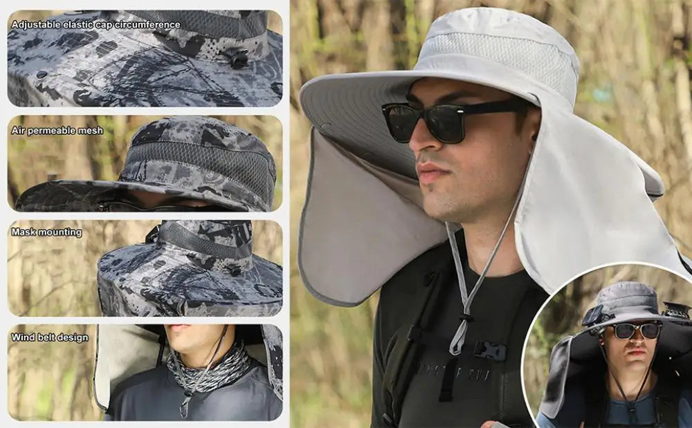 Solar Fan Hat with Neck Flap
