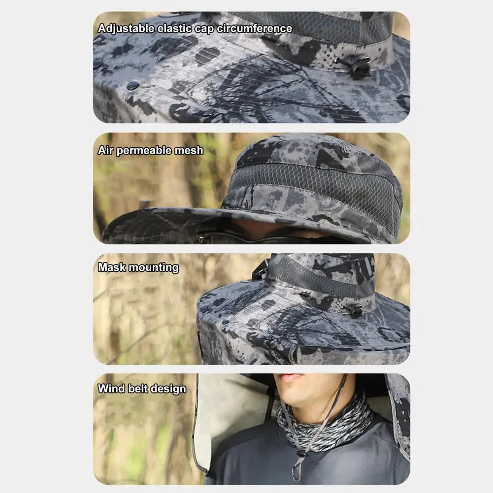 Solar Fan Hat with Neck Flap