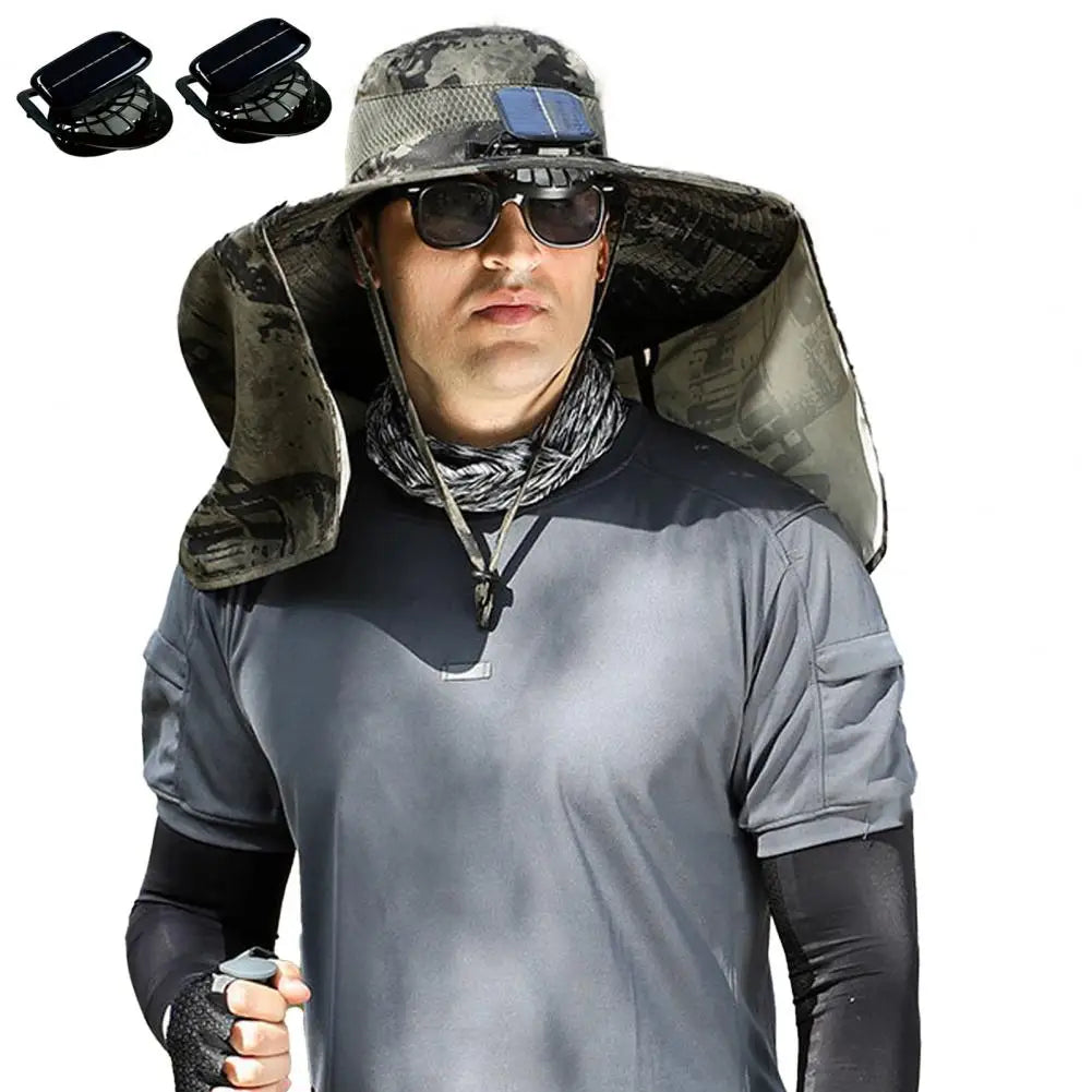 Solar Fan Hat with Neck Flap