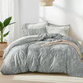 Grey Floral Reversible Comforter Set – King Size, 3 Pieces